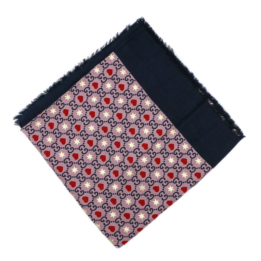 10118-Gucci Purple Patterned Scarf 609703 - Picture 2 of 5